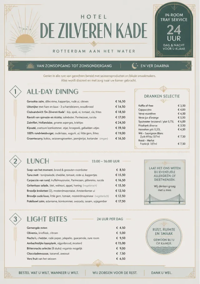 hotel in room tray hotel-menu menu template preview