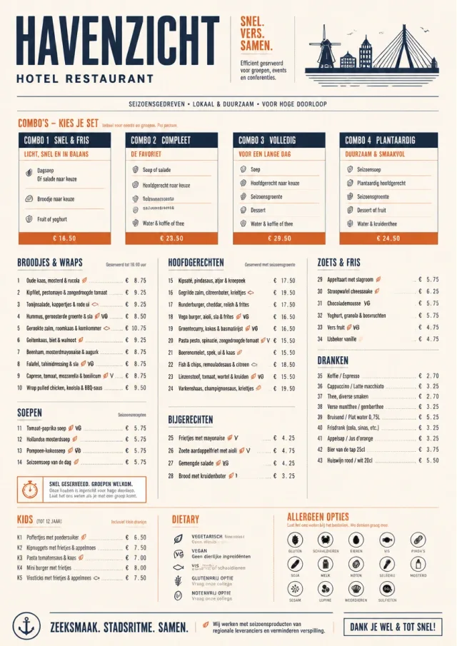 Convention Quick hotel-menu menu template preview