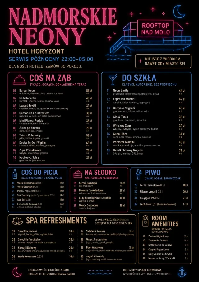 Late Night Service hotel-menu menu template preview