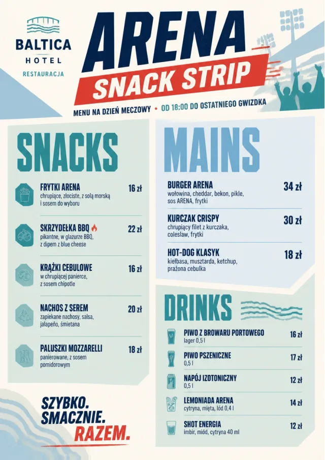 Arena Snack Strip hotel-menu menu template preview