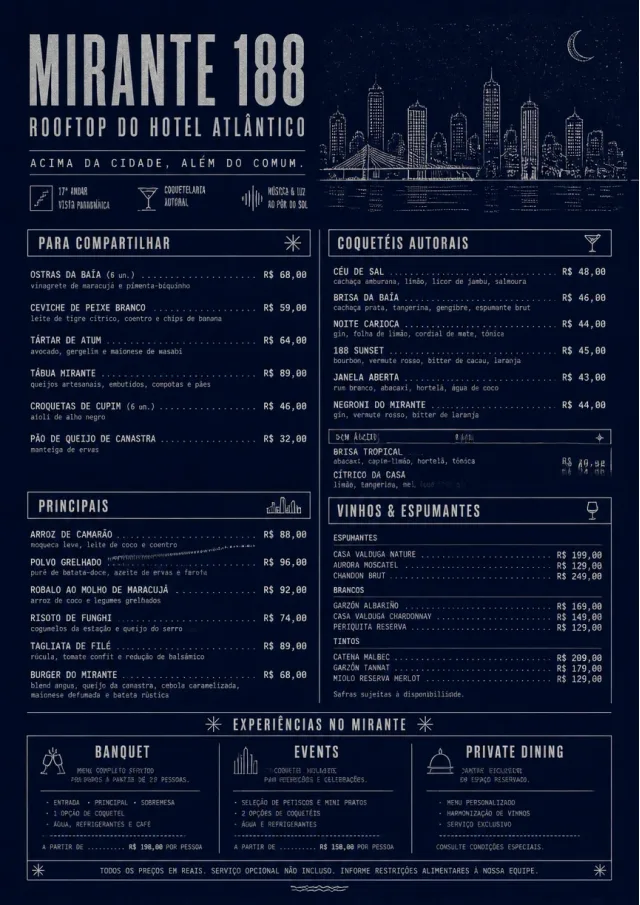 Rooftop Skyline hotel-menu menu template preview