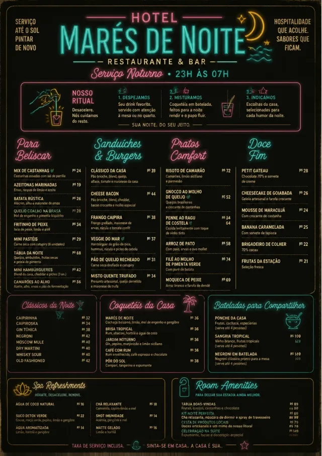 Late Night Service hotel-menu menu template preview
