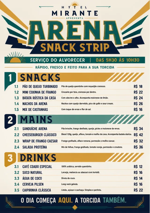 Arena Snack Strip hotel-menu menu template preview