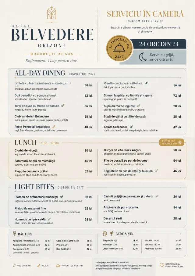 In-Room Tray Service hotel-menu menu template preview