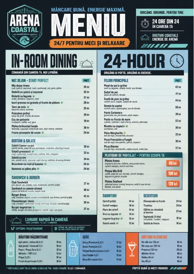 hotel sports arena energy hotel-menu menu template preview