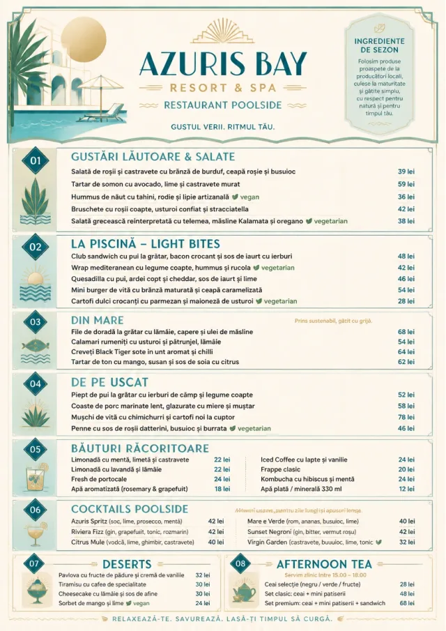 Resort Poolside hotel-menu menu template preview