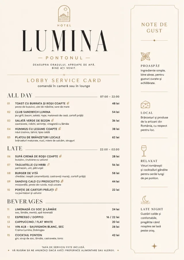 Lobby Service Card hotel-menu menu template preview