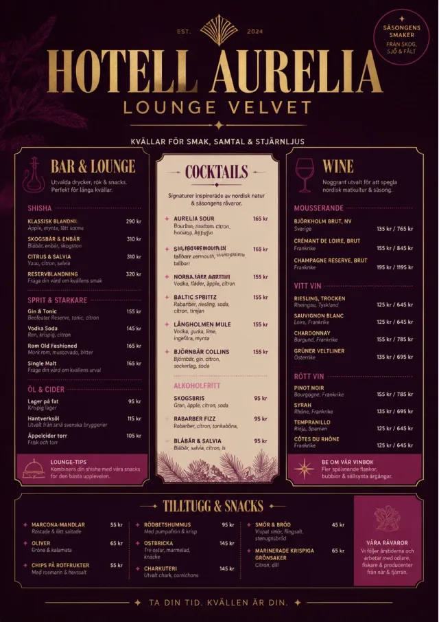 Lounge Velvet hotel-menu menu template preview