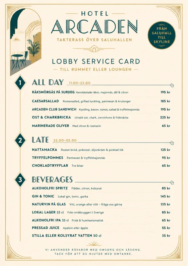 Lobby Service Card hotel-menu menu template preview