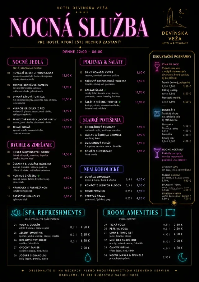 Late Night Service hotel-menu menu template preview