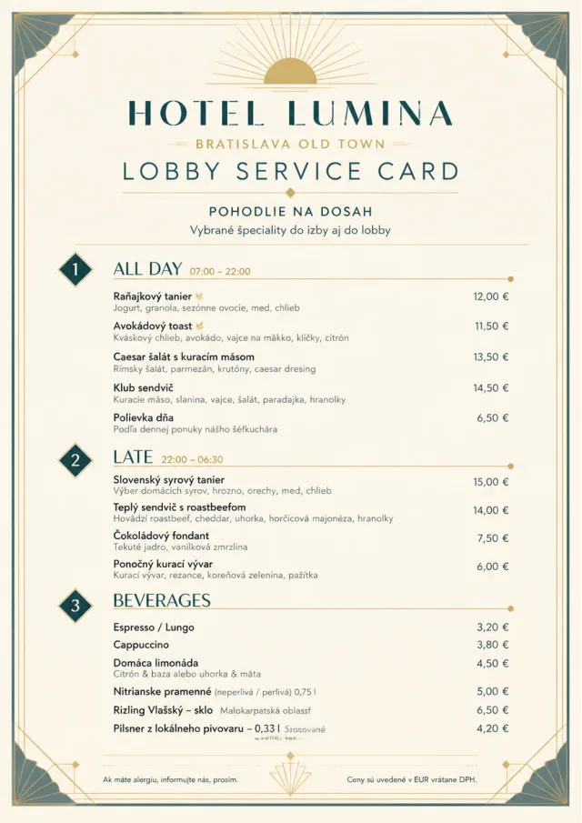 Lobby Service Card hotel-menu menu template preview