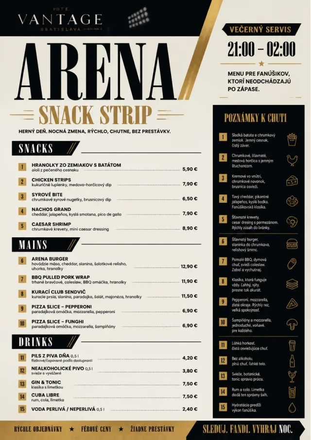 Arena Snack Strip hotel-menu menu template preview