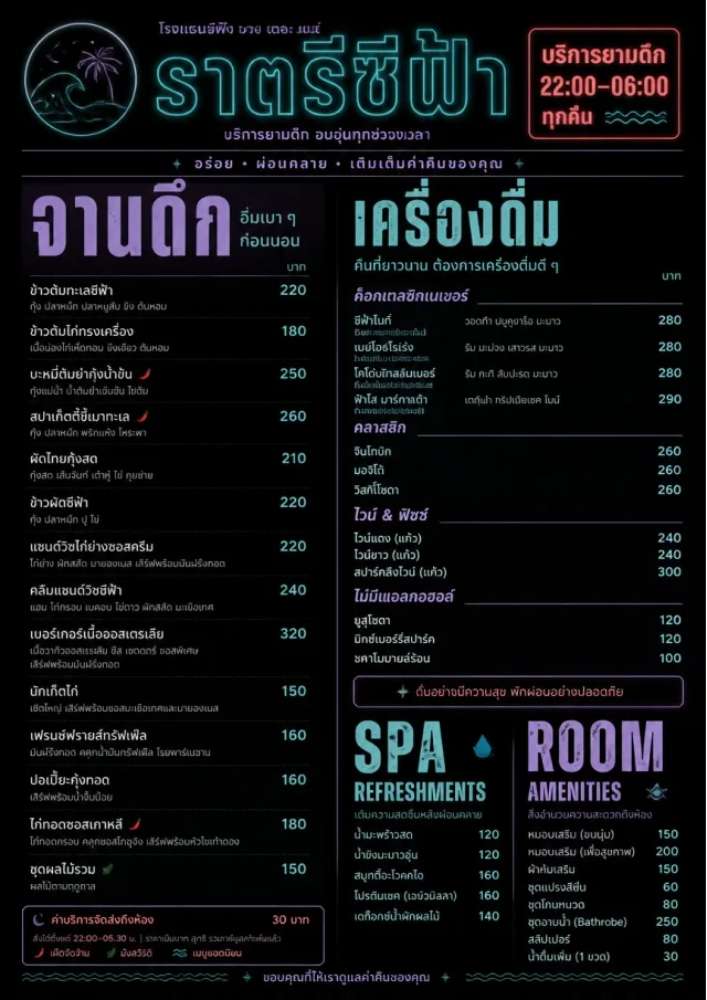 hotel late night service hotel-menu menu template preview