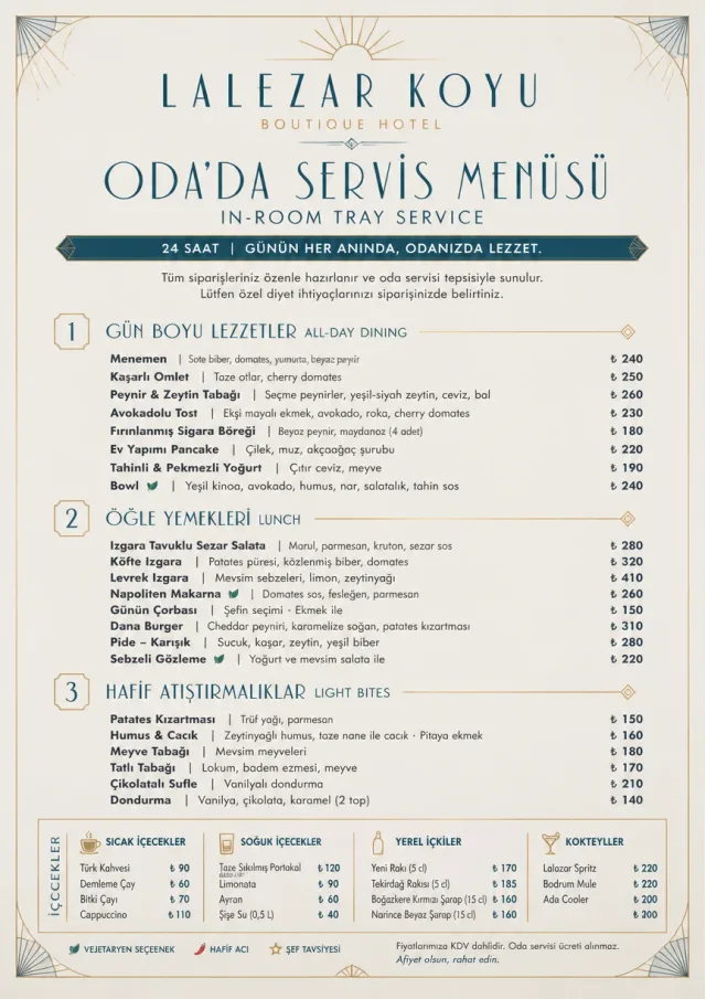 In-Room Tray Service hotel-menu menu template preview
