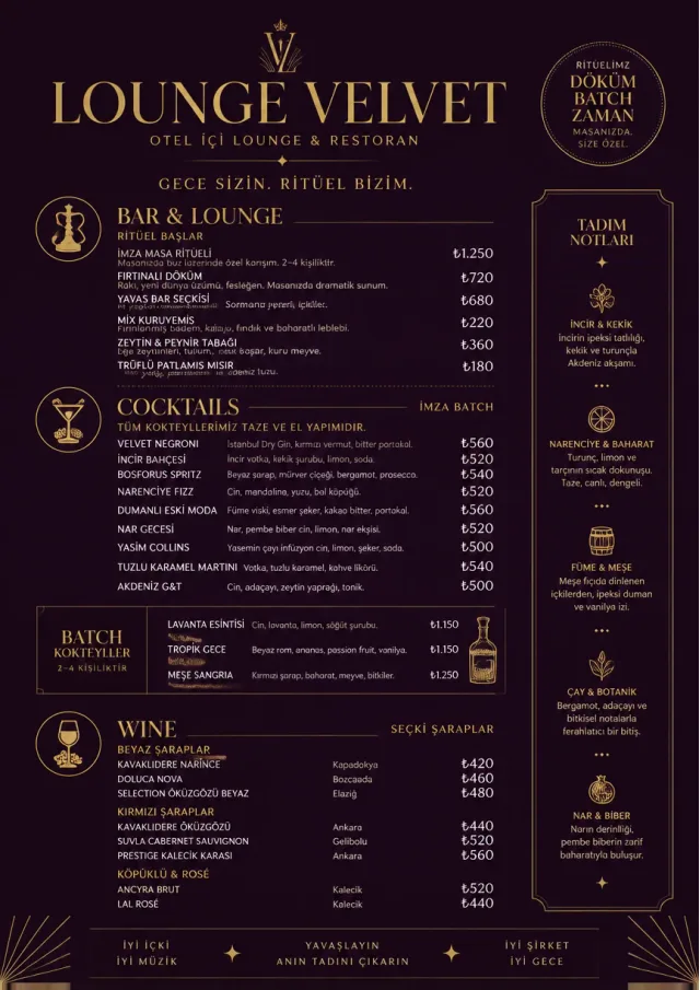 Lounge Velvet hotel-menu menu template preview
