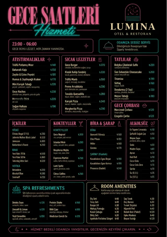 Late Night Service hotel-menu menu template preview
