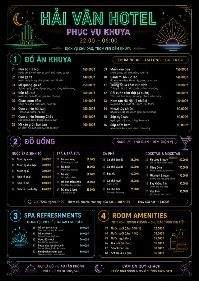 Late Night Service hotel-menu menu template preview