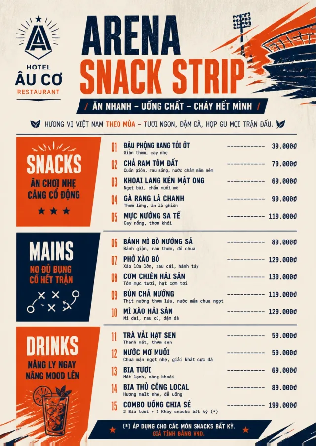 Arena Snack Strip hotel-menu menu template preview