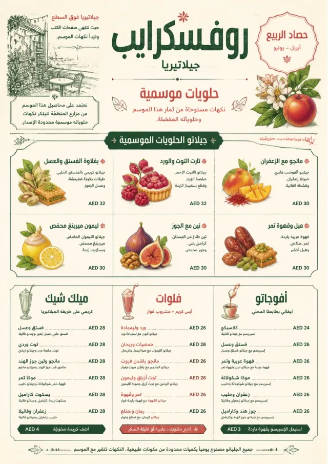 Seasonal Pastry ice-cream-menu menu template preview