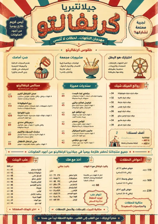 Carnival Treats ice-cream-menu menu template preview