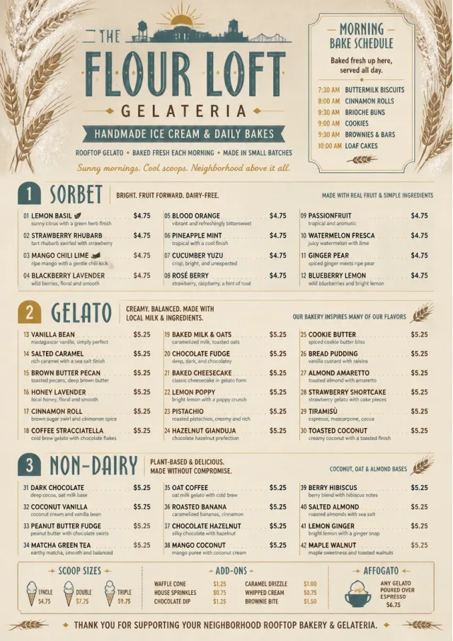 Bakery Rustic ice-cream-menu menu template preview