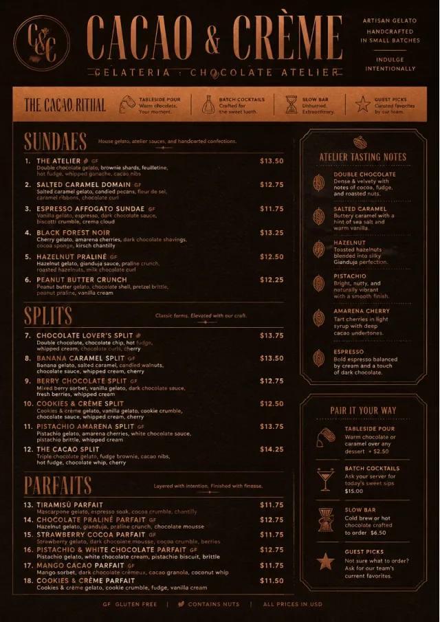 Chocolate Atelier ice-cream-menu menu template preview