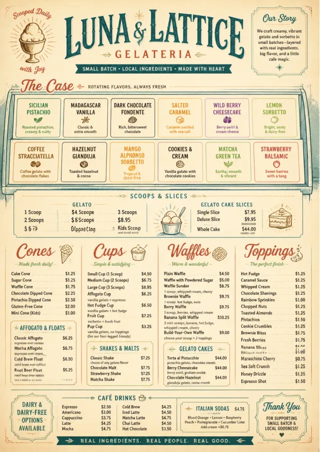 Cafe Dessert Case ice-cream-menu menu template preview