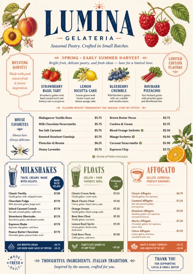 Seasonal Pastry ice-cream-menu menu template preview
