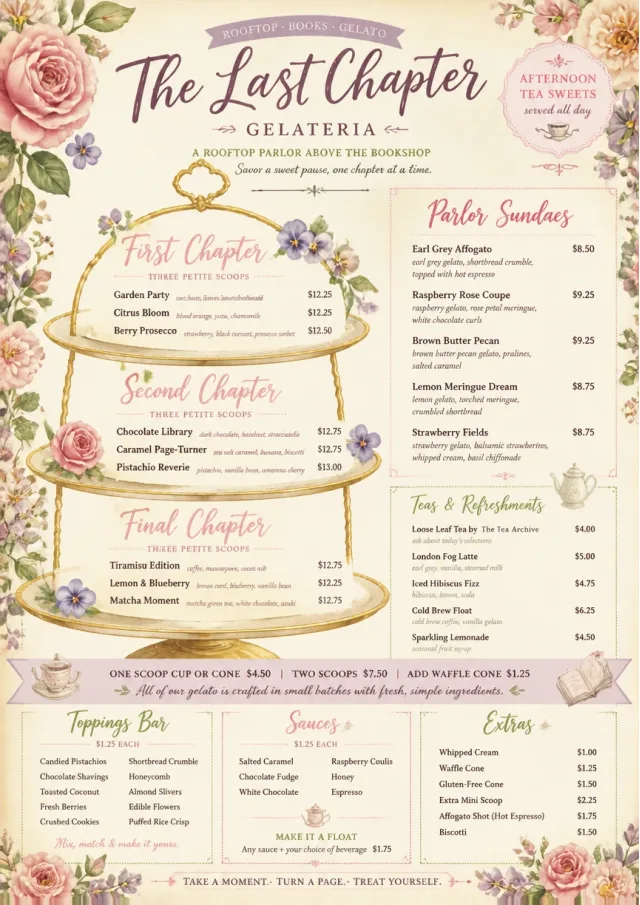 Afternoon Tea Sweets ice-cream-menu menu template preview
