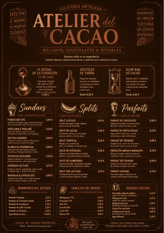Chocolate Atelier ice-cream-menu menu template preview