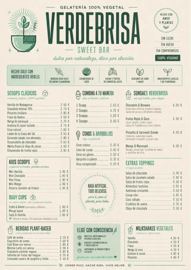 Vegan Sweet Bar ice-cream-menu menu template preview