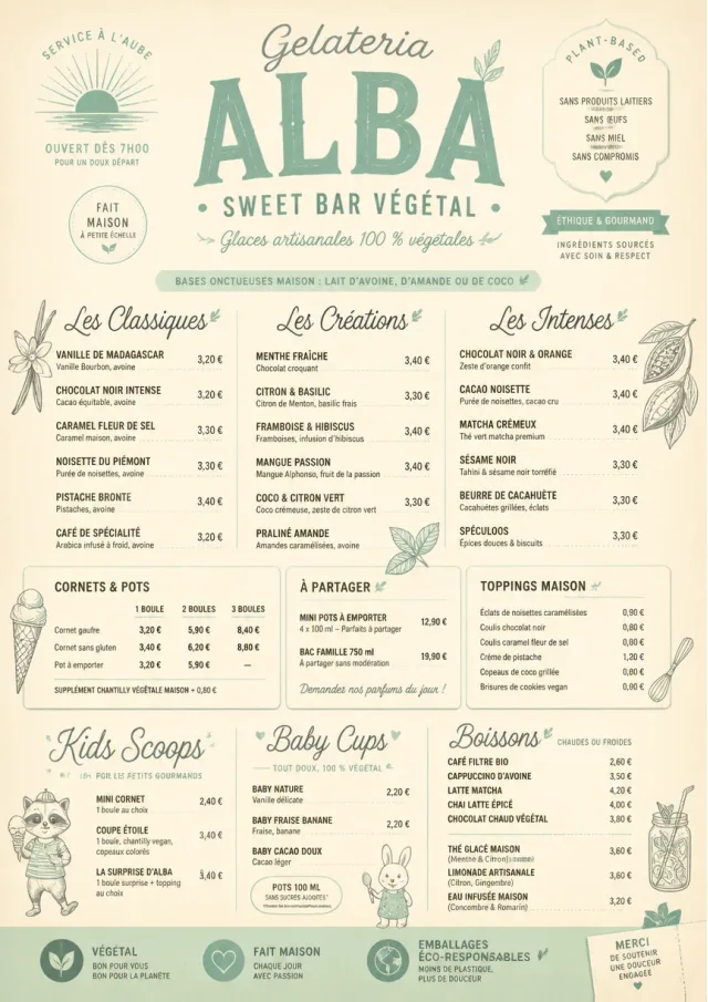 Vegan Sweet Bar ice-cream-menu menu template preview