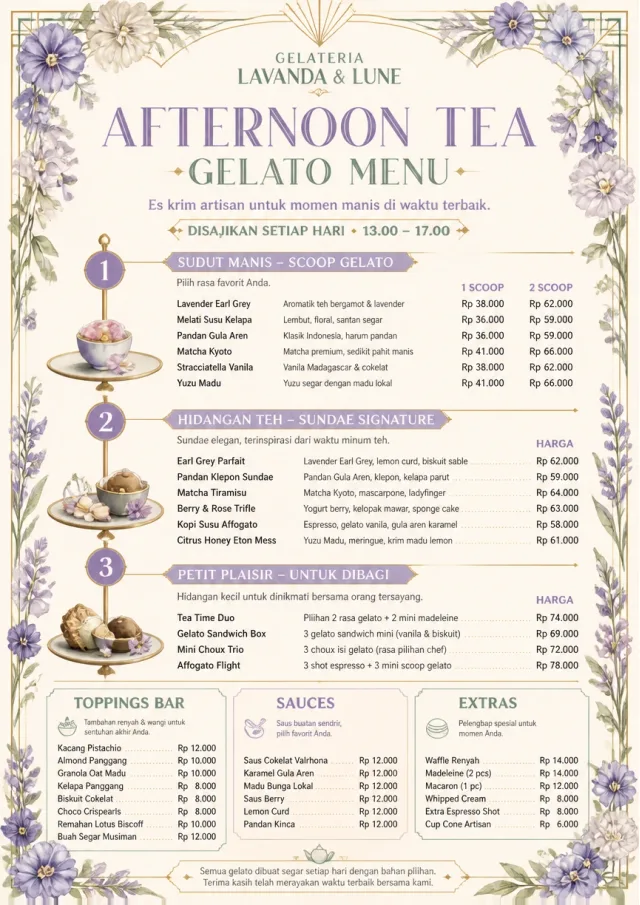 Afternoon Tea Sweets ice-cream-menu menu template preview
