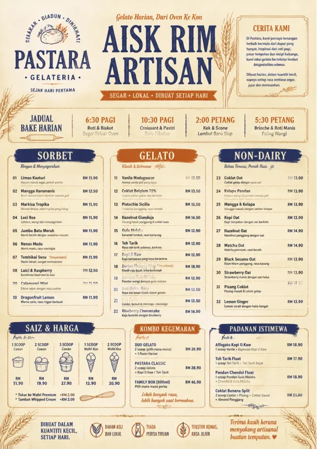 Bakery Rustic ice-cream-menu menu template preview