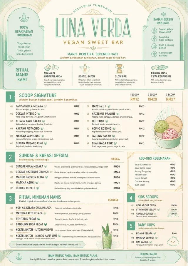 Vegan Sweet Bar ice-cream-menu menu template preview