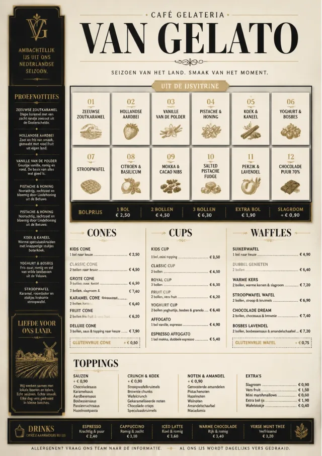 Cafe Dessert Case ice-cream-menu menu template preview