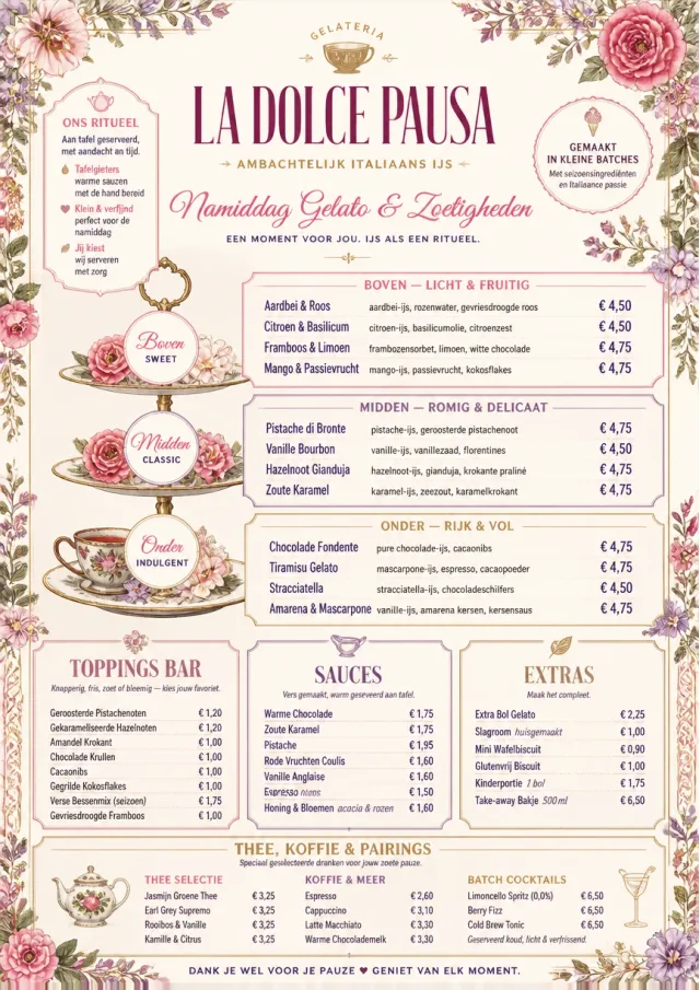 Afternoon Tea Sweets ice-cream-menu menu template preview