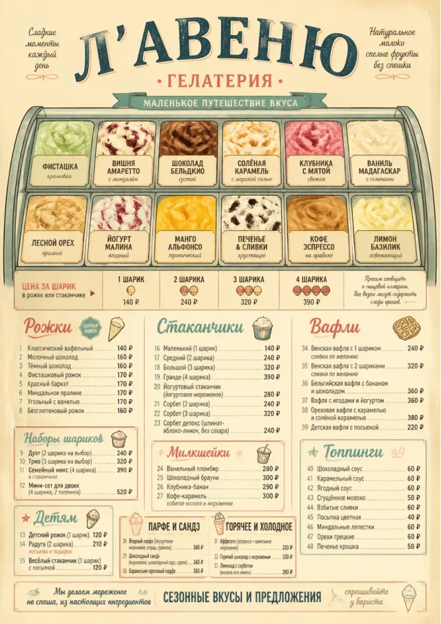 Cafe Dessert Case ice-cream-menu menu template preview