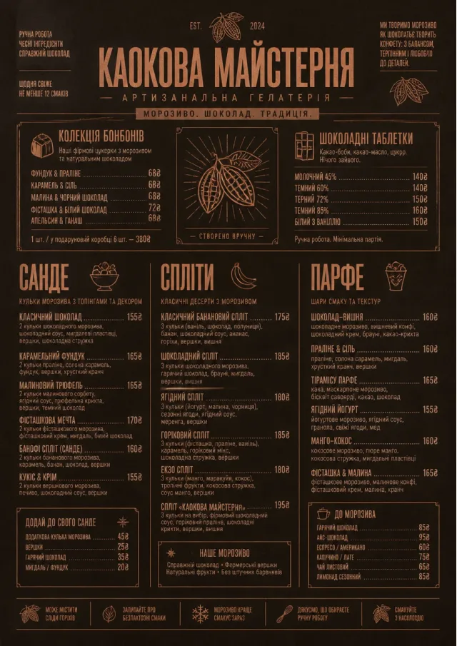 Chocolate Atelier ice-cream-menu menu template preview