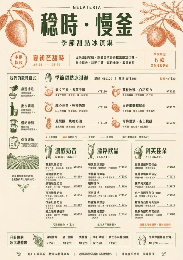 Seasonal Pastry ice-cream-menu menu template preview