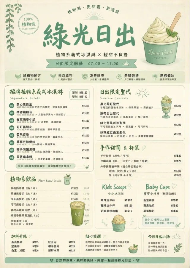 Vegan Sweet Bar ice-cream-menu menu template preview