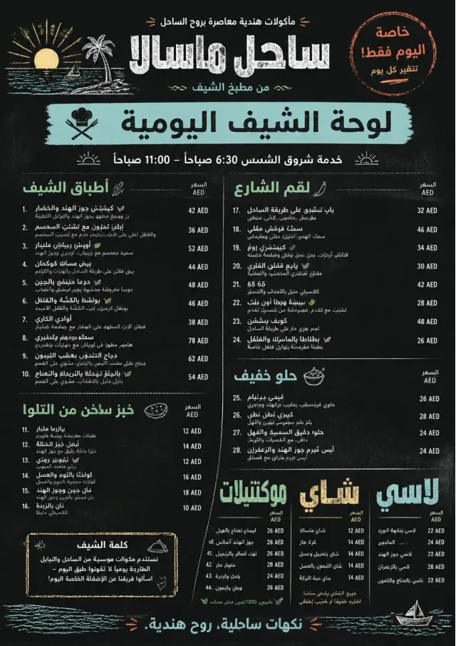 Chef Specials Board indian-menu menu template preview