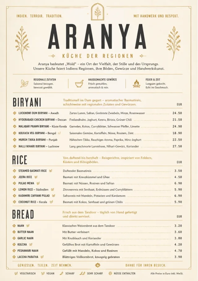 Fine Regional indian-menu menu template preview