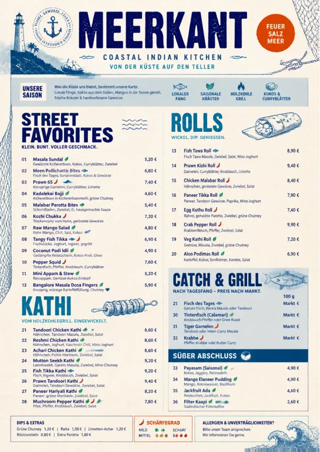 Coastal Regional indian-menu menu template preview