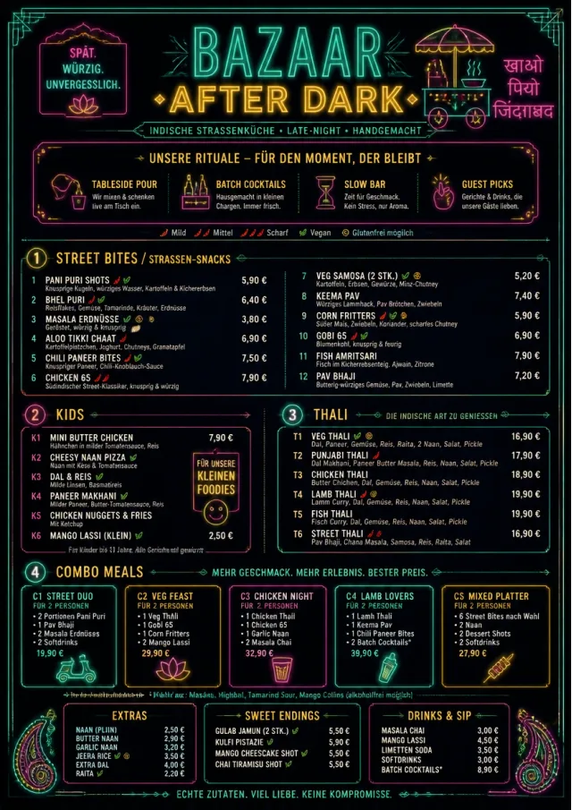 Night Market Neon indian-menu menu template preview