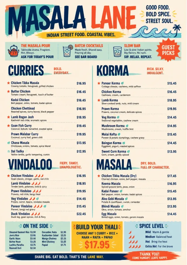 Street Stall Energy indian-menu menu template preview