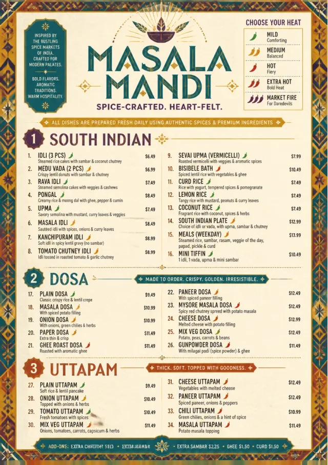Spice Market Bold indian-menu menu template preview