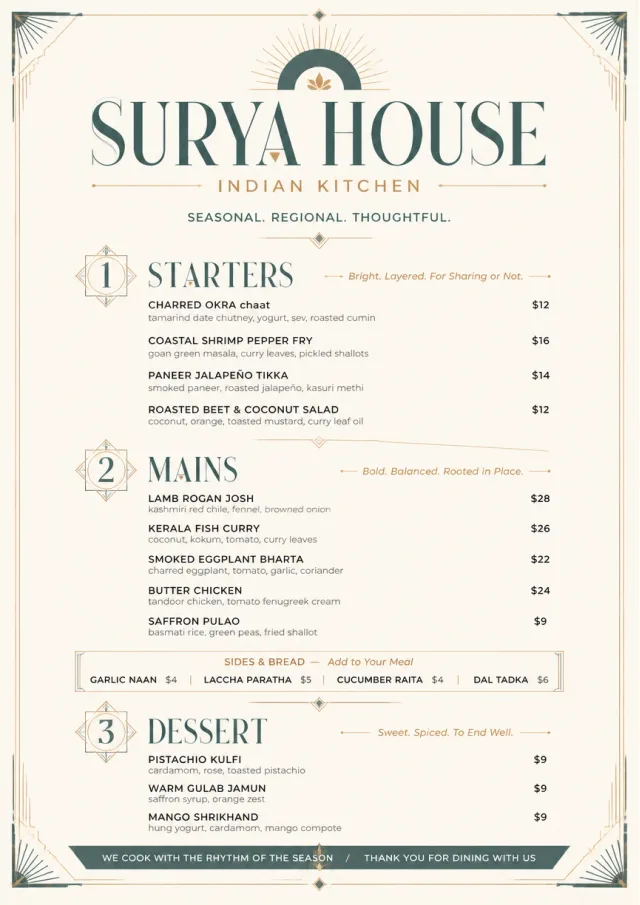 Chef Carte Brève indian-menu menu template preview