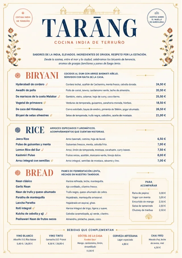 Fine Regional indian-menu menu template preview