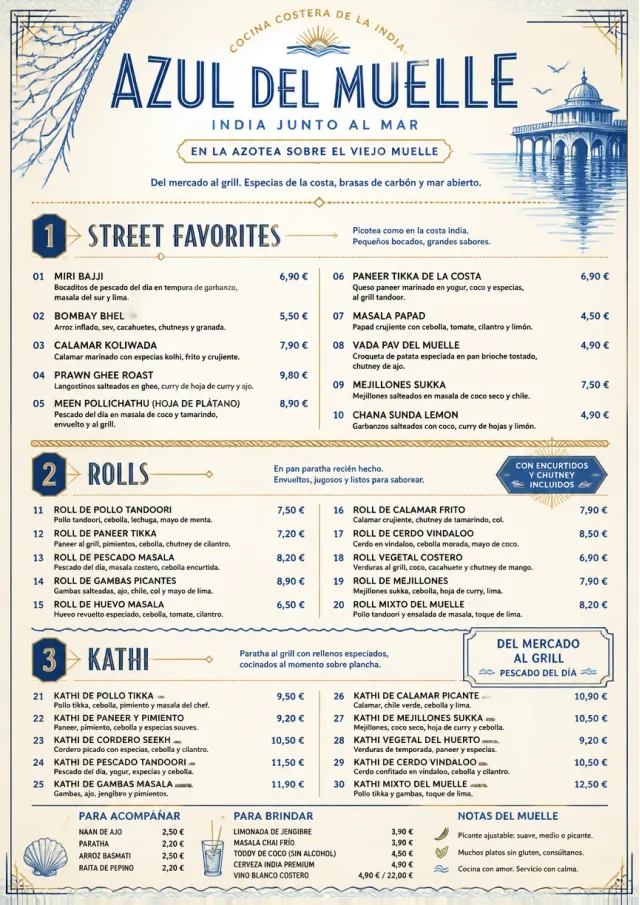 Coastal Regional indian-menu menu template preview